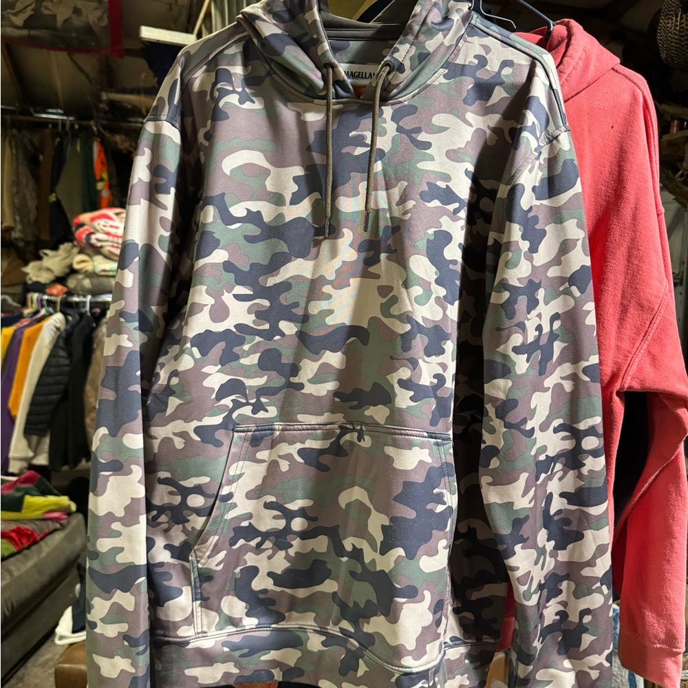 Magellan Outdoors Gray and Green Camo Hoodie